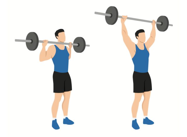 press over the head of the barbell